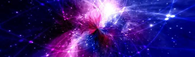 Line and dot pattern and colorful space background. Elements of this image furnished by NASA. photo
