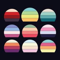 Retro Sunset Collection Vector Template.