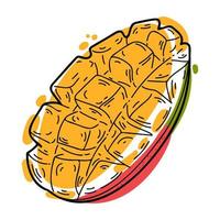 Ilustración de mango colorido aislado sobre fondo blanco. elemento de estilo doodle para el diseño de menús y cocinas. vector