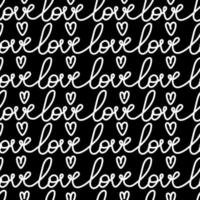 Love lettering seamless pattern isolated on white background for textile, wrapping paper, wallpaper. Modern typographic hand drawn doodle vector