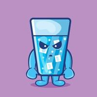 cute ice water character mascot with mad gesture isolated cartoon in fat style vector