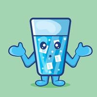 mascota de personaje de agua helada kawaii con expresión confusa caricatura aislada en estilo plano vector