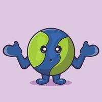 cute earth character mascot with confused expression isolated cartoon in flat style design vector