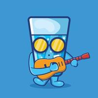 mascota de personaje de agua helada kawaii tocando la guitarra dibujos animados aislados en estilo plano vector