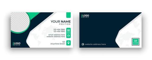 Creative visiting card. Simple business card. Double-sided modern green and black business card illustration. vector