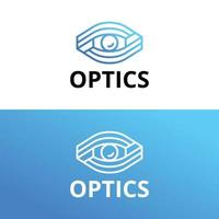 For opticians or eyeglasses stores, a blue modern eye sign logo is appropriate. vector