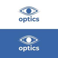 logotipo de símbolo de ojo minimalista azul adecuado para ópticas o tiendas de gafas vector