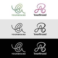 AB or BA initials logo suited for beauty brands vector