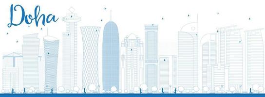 Outline Doha skyline with blue skyscrapers vector