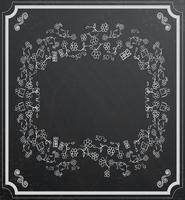 Flower frame on black chalkboard. vector