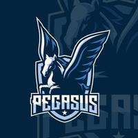 pegasus mascot gaming logo design vector