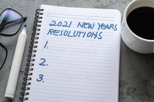 Writing and preparing for new year 2021 resolutions photo