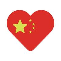 bandera china en forma de corazón. vector