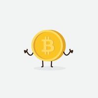 Free Bitcoin Character. Cartoon bitcoin mascot, vector illustration of a cute bitcoin character mascot