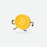 Free Bitcoin Character. Cartoon bitcoin mascot, vector illustration of a cute bitcoin character mascot