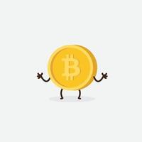 Free Bitcoin Character. Cartoon bitcoin mascot, vector illustration of a cute bitcoin character mascot