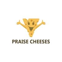 praise cheeses character logo vector