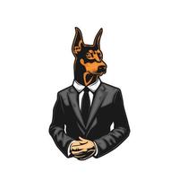 personaje de perro en la ilustración de vector de traje