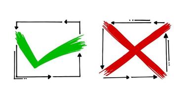 Tick and cross  signs. Checkmark OK and X icons. vector