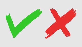 Tick and cross  signs. Checkmark OK and X icons. vector