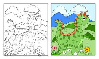 dinosaur vector, coloring book or page, vector illustration