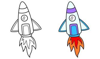 spacecraft coloring book or page, vector illustration
