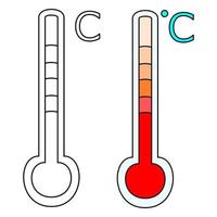 Thermometer icon, coloring book or page, vector illustration