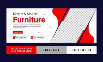 Furniture timeline cover, Abstract banner design for ads, Social media banner template Free Vector