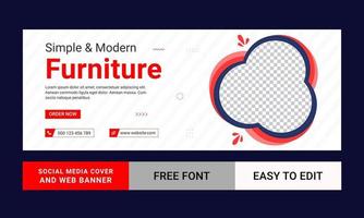 Furniture timeline cover, Abstract banner design for ads, Social media banner template Free Vector