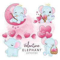 Cute elephant illustrations set vector