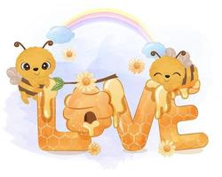 ilustración de abeja de miel vector