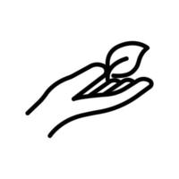 Hand icon with leaf. line icon style. suitable for ecology symbol. simple design editable. Design template vector