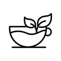 Tea Cup icon with leaf. line icon style. suitable for tea shop icon. simple design editable. Design template vector