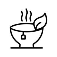 Tea Cup icon with leaf. line icon style. suitable for tea shop icon. simple design editable. Design template vector