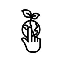 clic de mano, tierra con hoja. estilo de icono de línea. adecuado para el icono de la ecología. diseño simple editable. vector de plantilla de diseño