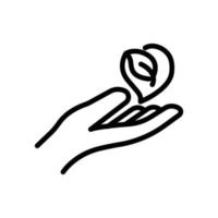 Hand icon with heart and leaf. Eco friendly. line icon style. suitable for ecology icon. simple design editable. Design template vector