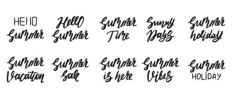 Vector illustration of summer lettering. Hello summer.