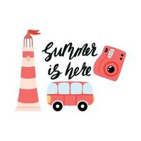 Vector illustration of summer lettering. Hello summer. Summer lettering .