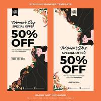 standing banner template promotion for women's day premium vector