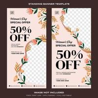 standing banner template promotion for women's day premium vector