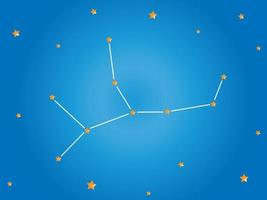 Virgo constellation stars in outer space. Zodiac Sign Virgo constellation lines. Vector illustration.