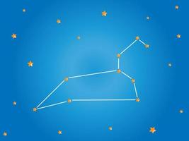 Leo Constellation stars in outer space. Zodiac Sign Leo constellation lines. Vector illustration.