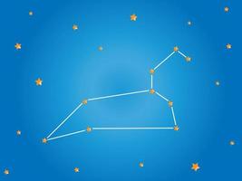 estrellas de la constelación de leo en el espacio ultraterrestre. líneas de constelación de signo zodiacal leo. ilustración vectorial vector