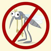 cartel antimosquitos con un divertido mosquito de dibujos animados vector