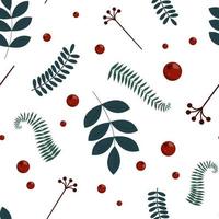 A bright floral pattern of twigs and berries. Minimalistic vector design for background, fabric or wrapping paper