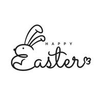 Hand written calligraphic lettering quote Happy Easter, with bunny ears. Isolated objects on white background. Hand drawn vector illustration. Design concept, element for card, banner, invitation.