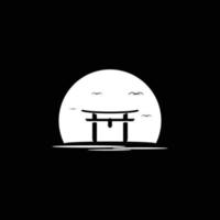 Japanese torii gate silhouette logo template. Vector illustration