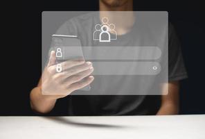 Man with Interface for the member login form photo