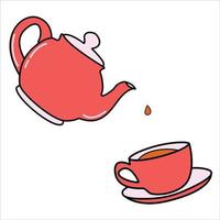 Teapot and cup of tea on a white background. EPS 10. vector