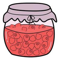 Raspberry jam in a jar on a white background. EPS 10. vector